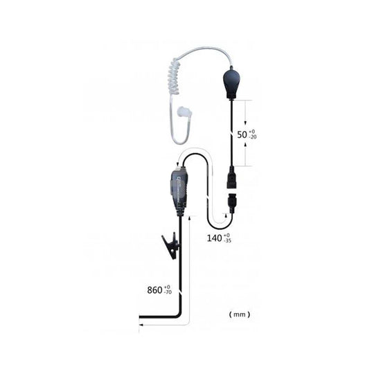 CRS - 1 Wire MOULDED AIRTUBE earpiece with Inline PTT/MIC (DP3400)